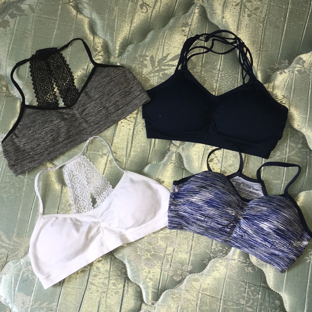 4 Black,Blue and White Bras All Size Small